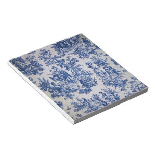 Bloco De Notas Torre francesa de jouy azul e branco elegante