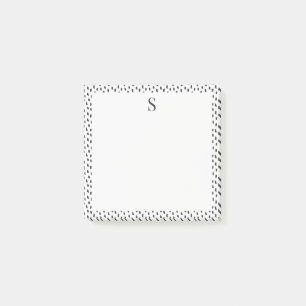 Bloco De Notas Traços de Pincel Neutros Monograma Elegante Preto 