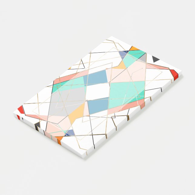 Bloco De Notas Traços Geométricos Dourados com Abstrato Coloração (Inclinado)