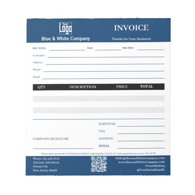 Bloco De Notas Trade Service Professional Blue Invoice Pad (Frente)