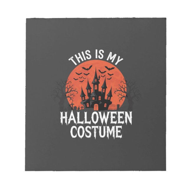 Bloco De Notas Traje de Halloween Castelo Assombrado Design Vetor (Frente)