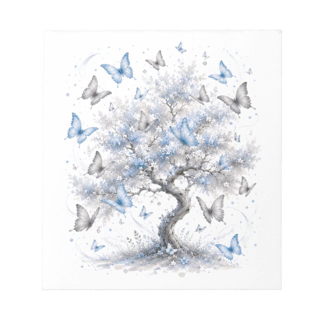 Bloco De Notas Tree of Life Blue Butterflies Notepad (Frente)