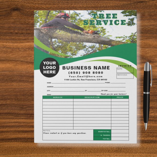 Bloco De Notas Tree Removal Service Invoice Estimate Template (Criador carregado)