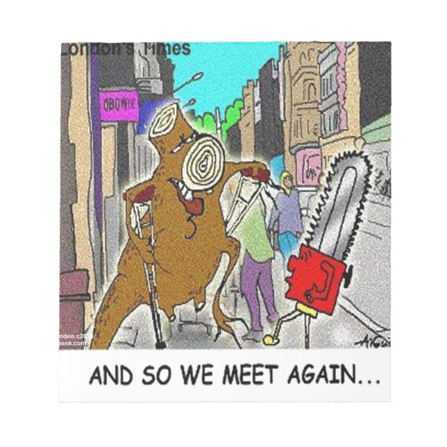 Bloco De Notas Treehugger Rick London Cartoon Engraçados (Frente)
