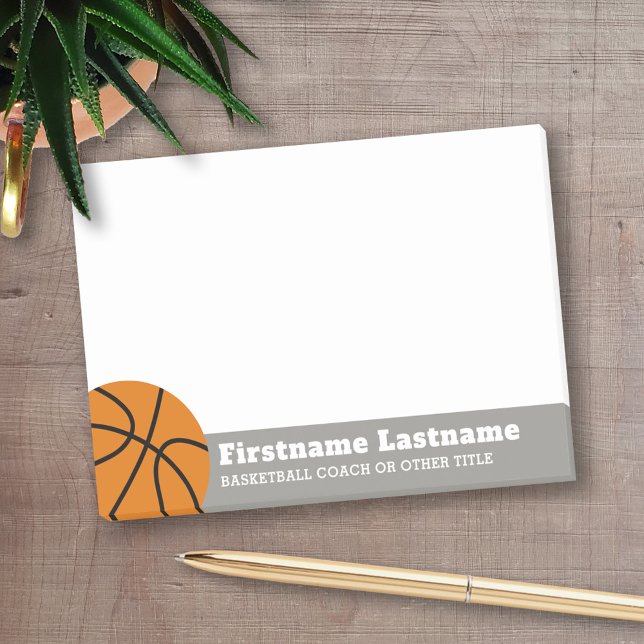 Bloco De Notas Treinador de basquete ou professor de educação fís (Personalized Post-It Note - Basketball Theme)