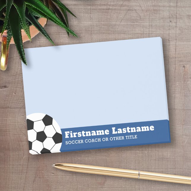 Bloco De Notas Treinador de Bola ou Professor - Desenho Moderno (Personalized Post-It Note - Soccer Football Theme)