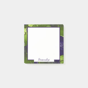 Bloco De Notas Trendência Chic de Borda Floral Verde Roxo Vintage