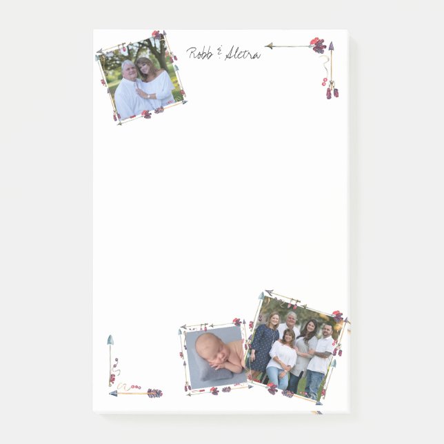 Bloco De Notas Trendência de Penas com Setas Tribais Personalizad (Frente)