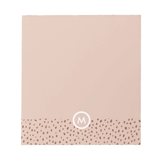 Bloco De Notas Trendy Beige Monograma com Terracotta Boho Brown (Frente)