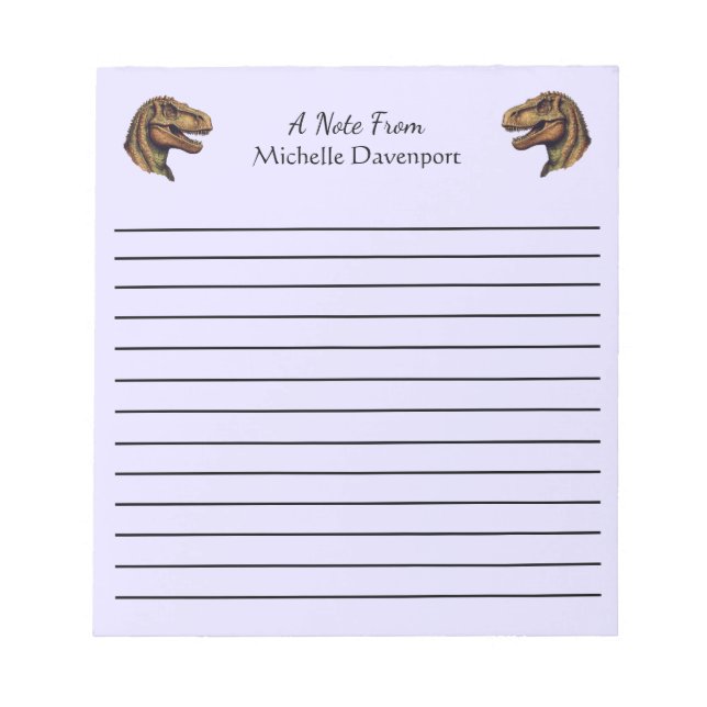 Bloco De Notas Trendy Dinosaur T-Rex Tyrannosaurus Purple (Frente)