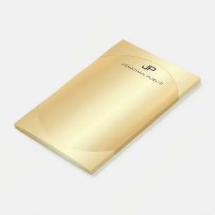 Bloco De Notas Trendy Faux Dourado Elegante Moderno Monograma Mod