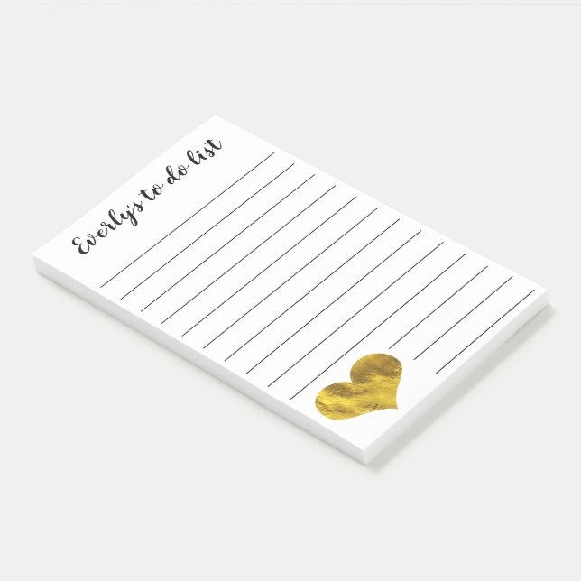 Bloco De Notas Trendy Faux Dourado Heart Personalizado para Fazer (Inclinado)