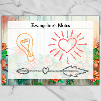 Bloco De Notas Trendy Flowery Garden, Flores Vermelhas 4" x 3"