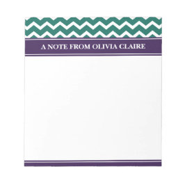 Bloco De Notas Trendy Green Chevron Purple Nome Personalizado