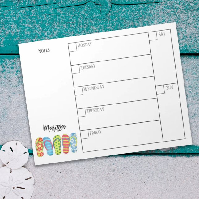 Bloco De Notas Trendy Na moda Semanal Planner Calendar Beach (Criador carregado)