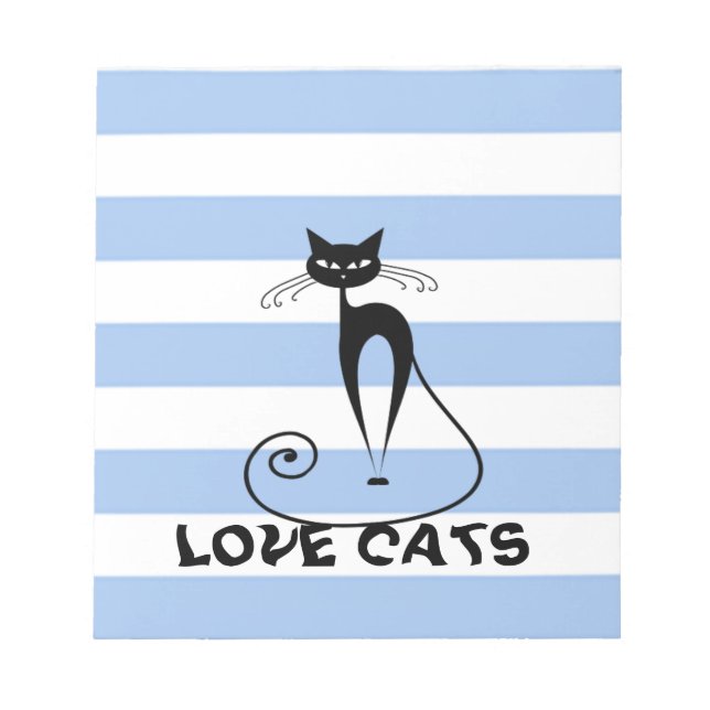 Bloco De Notas Trendy stripes whimsical engraçado cat (Frente)