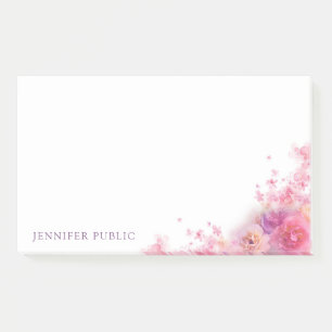 Bloco De Notas Trendy Watercolor Flowers Rosas Elegante Moderno