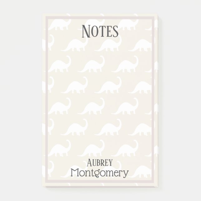 Bloco De Notas Trendy White Brontosaurus Dinossauros Personalizad (Frente)