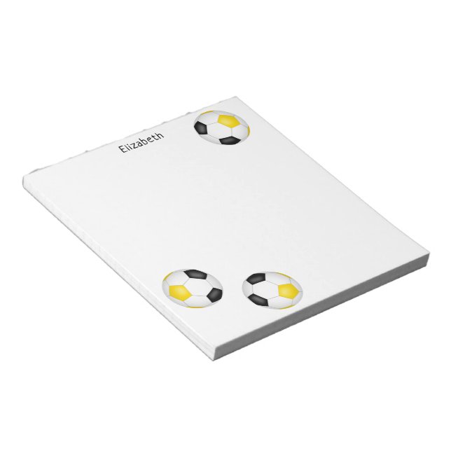 Bloco De Notas três bolas de futebol de ouro preto personalizadas (Inclinado)