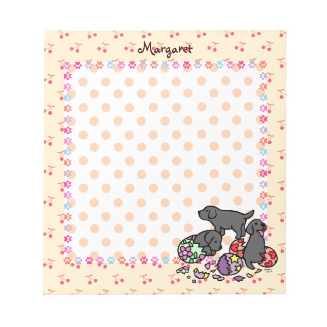 Bloco De Notas Três Cartoons Black Labrador Puppies (Frente)