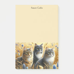 Bloco De Notas Três Gatos Notas Adhesivas para Amantes de Gatos