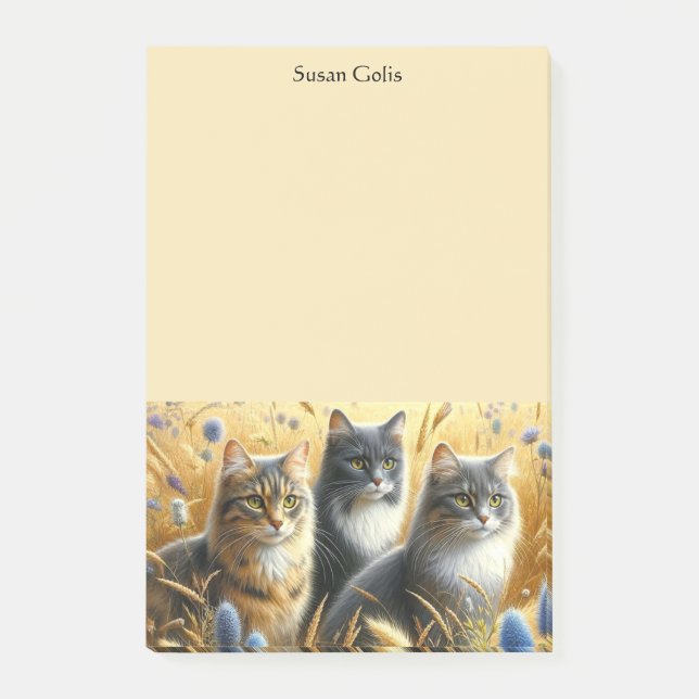 Bloco De Notas Três Gatos Notas Adhesivas para Amantes de Gatos (Frente)