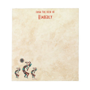 Bloco De Notas Três Kokopelli A Jogar Flute