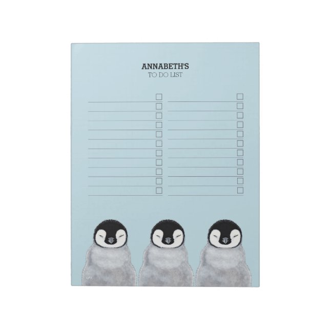Bloco De Notas Três Pintinhos De Pinguim De Bebê Dormindo Para Fa (Invertido)