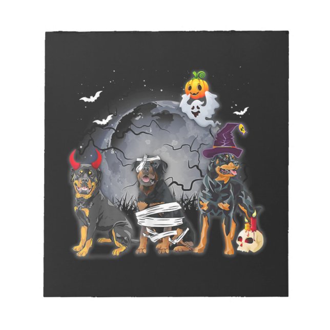 Bloco De Notas Três Rottweilers Satan Witmy Halloween Custo (Frente)