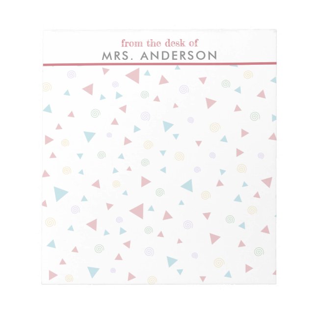 Bloco De Notas Triângulo geométrico e roxos (Frente)