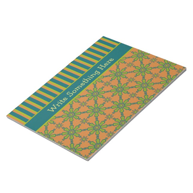 Bloco De Notas Tribal Rust, Verde, Teal Notepad ou Jotter (Inclinado)
