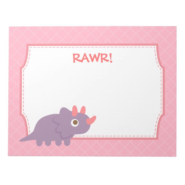 Bloco De Notas triceratops dinossauro roxo fofo para crianças (Frente)