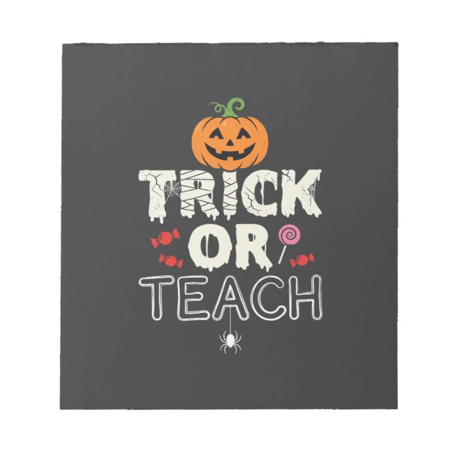 Bloco De Notas Trick or Teach Design de Professor de Halloween (2 (Frente)