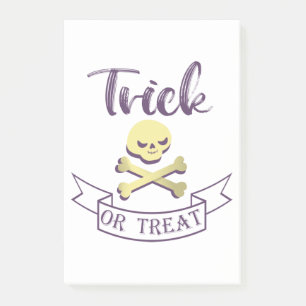 Bloco De Notas Trick or treat caveira ossos cruzados faixa de Hal