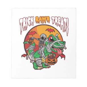 Bloco De Notas Trick Rawr Treat Dinosaur Assustador de Halloween
