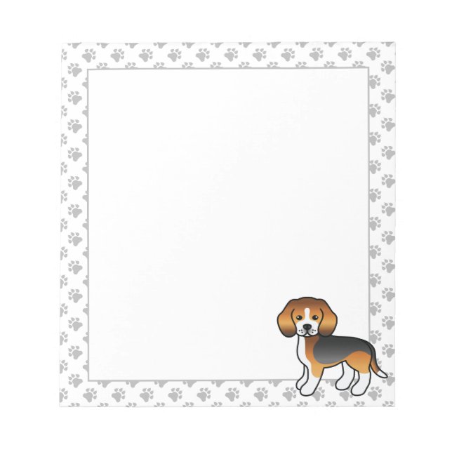 Bloco De Notas Tricolor Beagle - Cartoon Cão e patas (Frente)