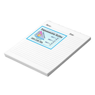 Bloco De Notas Trigonometria SOH CAH TOA Blue Notepad