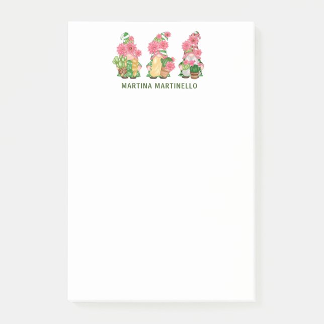 Bloco De Notas Trio Personalizado dos Gnomos Cactus (Frente)