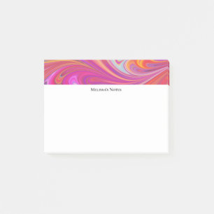 Bloco De Notas Trippy Pink e Orange Swirly Design