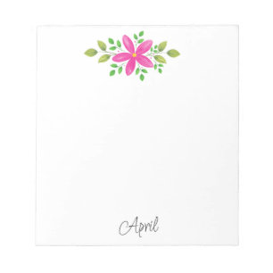 Bloco De Notas Troca Floral de Aquarela Rosa Quente