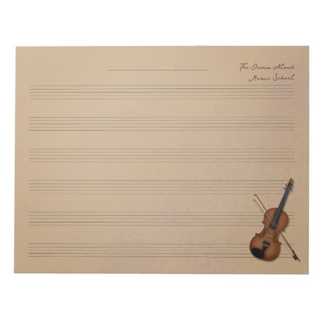 Bloco De Notas Trompe L'oel Violin & Arco Music Manuscript Paper (Frente)