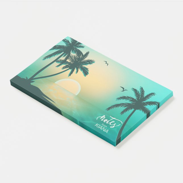Bloco De Notas Tropical Isle Sunrise Teal ID581 (Inclinado)
