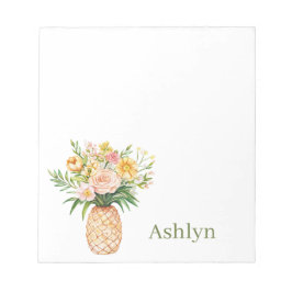 Bloco De Notas Tropical Pineapple Blush Yellow Floral