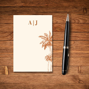 Bloco De Notas Tropical Terracotta Palm Tree Monograma Minimalist