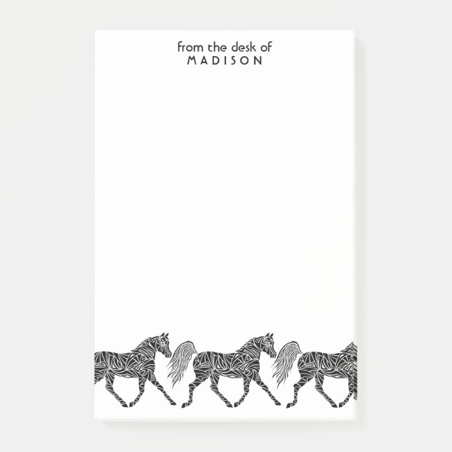 Bloco De Notas Trotar tribal do cavalo adiciona o nome da mesa de (Frente)