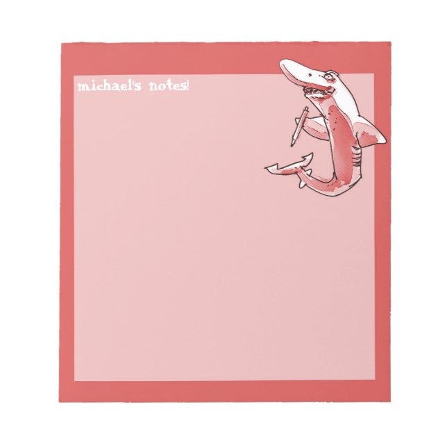 Bloco De Notas tubarão guarda desenho engraçado personalizável co (Frente)