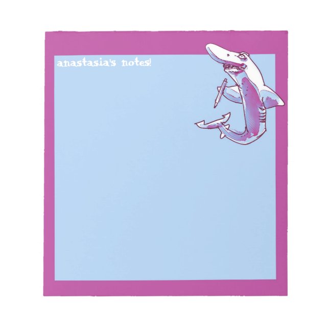 Bloco De Notas tubarão guarda desenho engraçado personalizável co (Frente)