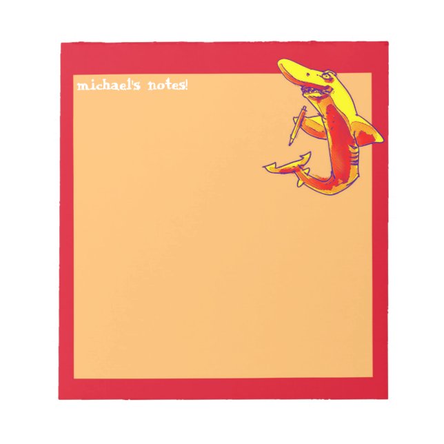 Bloco De Notas tubarão guarda desenho engraçado personalizável co (Frente)