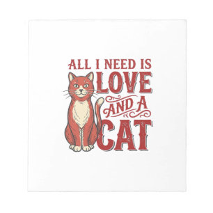 Bloco De Notas Tudo o que Preciso é Amor e um Gato Gato Antigo Am