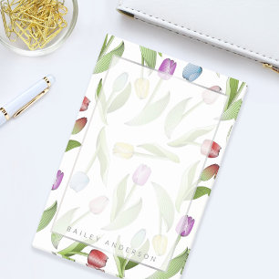 Bloco De Notas Tulipa Colorida Botânica Personalizada Flor